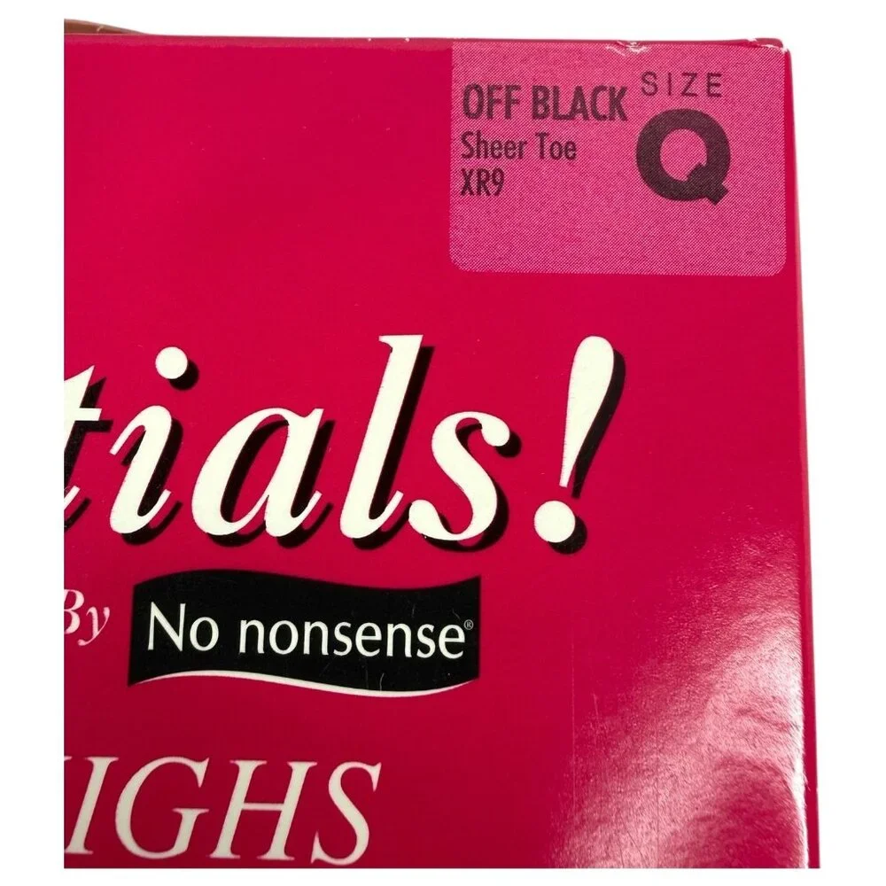 No Nonsense Essentials Knee Highs Sheer Toe Off Black Queen Size Q Nylon 3 Pairs